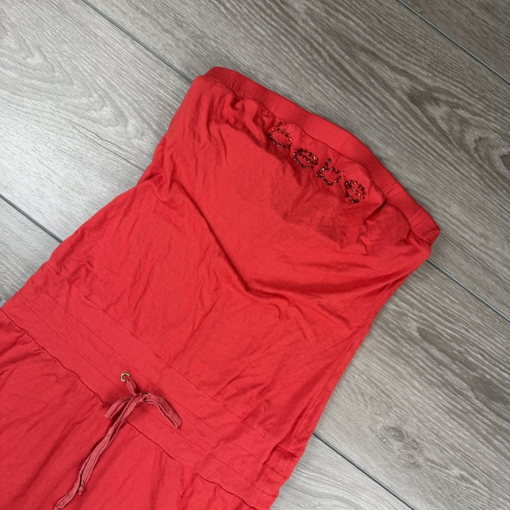 Bebe Women's Sequined Bust Strapless Dress Red Size Small